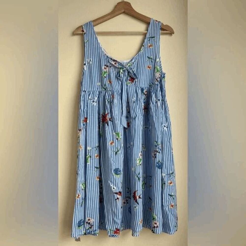 POL Blue‎ Striped Floral Dress